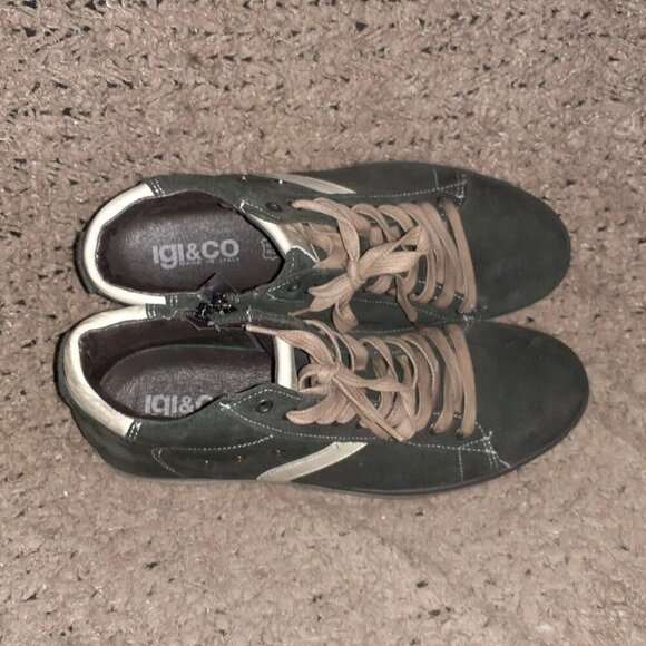 IGI&CO-Italy-Mid-Top Oiled Suede Sneakers-Side Zip-Distressed-Sz 43-Near Mint - Picture 3 of 5